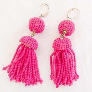 J.Crew Pink Beaded Tassel Earrings